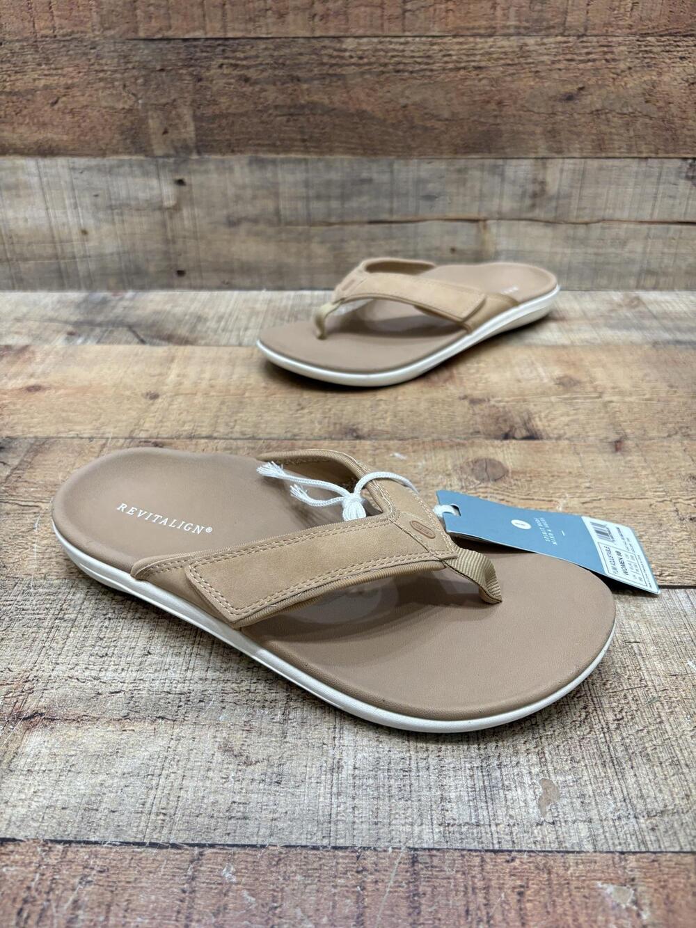 Revitalign Yumi Adjustable Sandals Womens Size 8 38.5 Beige Thong Comfort Shoes